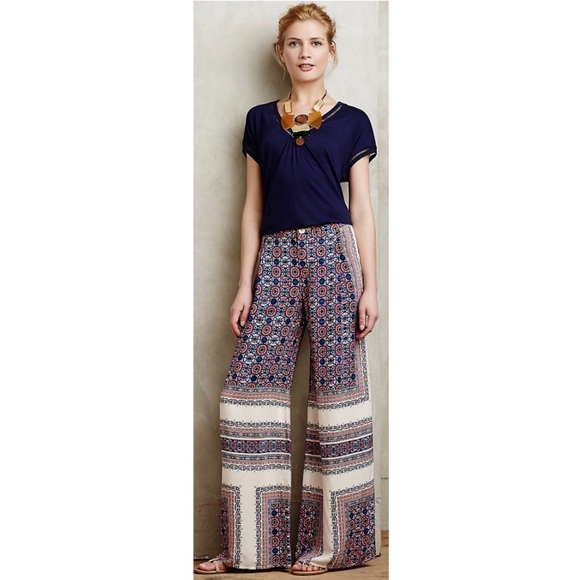 ANTHRO Elevenses Yida Print Wide Leg Palazzo Pants - Picture 3 of 8
